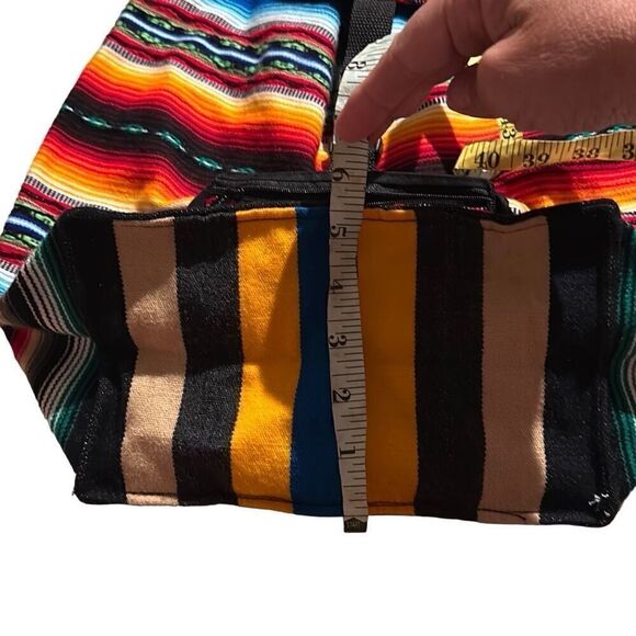 "NEW" Striped Multicolor Drawstring Tribal Peruvian Boho Backpack Unisex OS - Picture 7 of 13